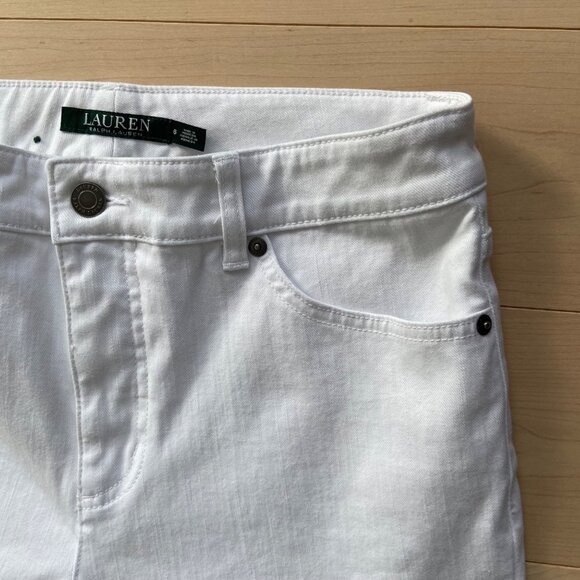 Ralph Lauren Premier Straight jeans white stretch denim high waisted rise size 6 - Picture 10 of 16